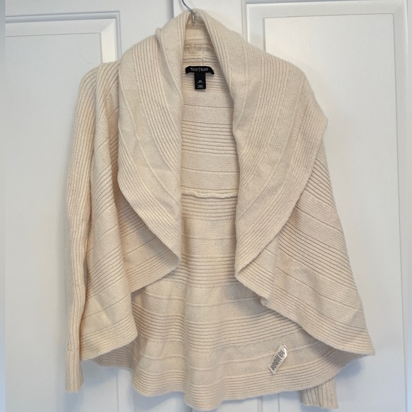 WHBM Sz XS Open Front Cardigan Asymmetric Longer Back Flown - Picture 2 of 7